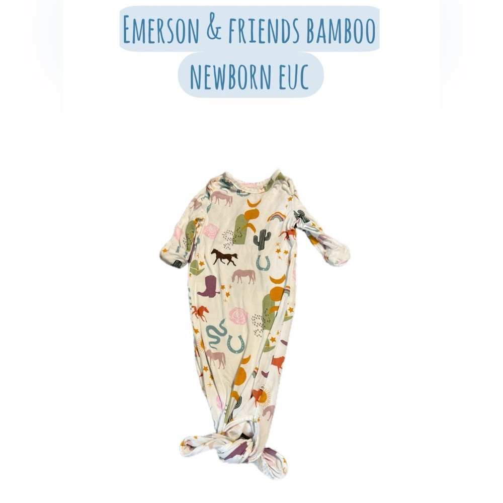 Emerson & friends buddy knotted bamboo sleep gown cowboy newborn